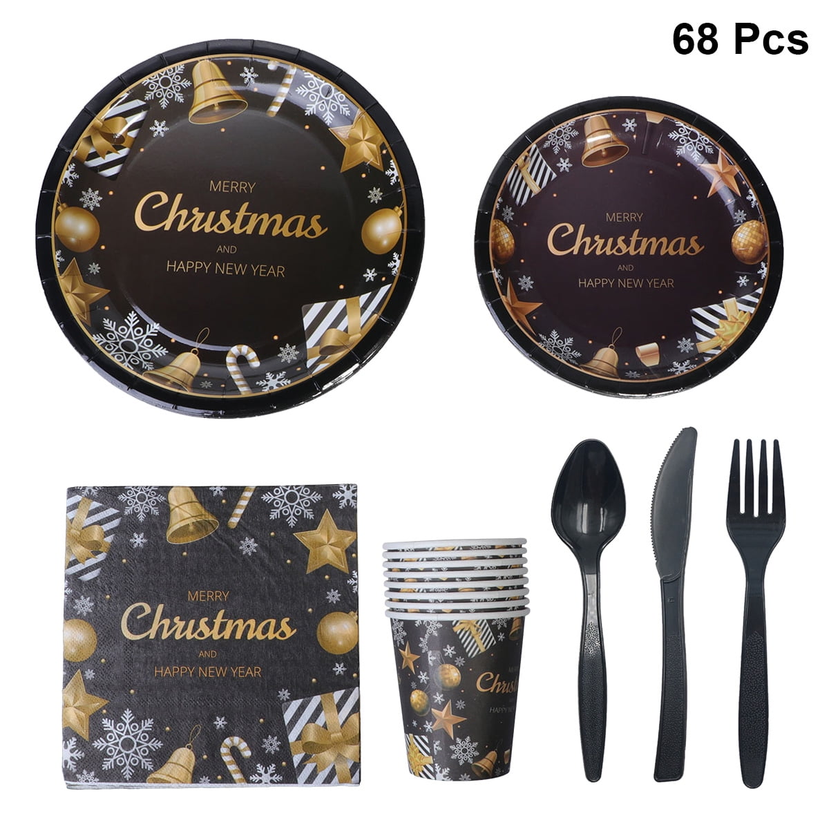 Sangdo Christmas Party Plate Set 200pcs Disposable Christmas Party