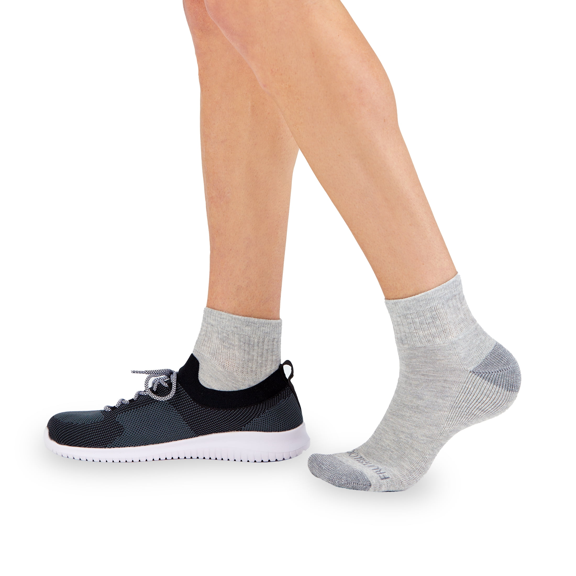 Fruit of the Loom Men's All Day Comfort Ankle Socks, Sizes 6-12, Gray (6-Pack)