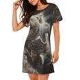 thumbnail image 2 of Disketp Astronaut Polar Bear Roar para Camisón Corto de Manga Corta para Mujeres, Camisón Cómodo con Escote Redondo, Bonito y Confortable, 2 of 6