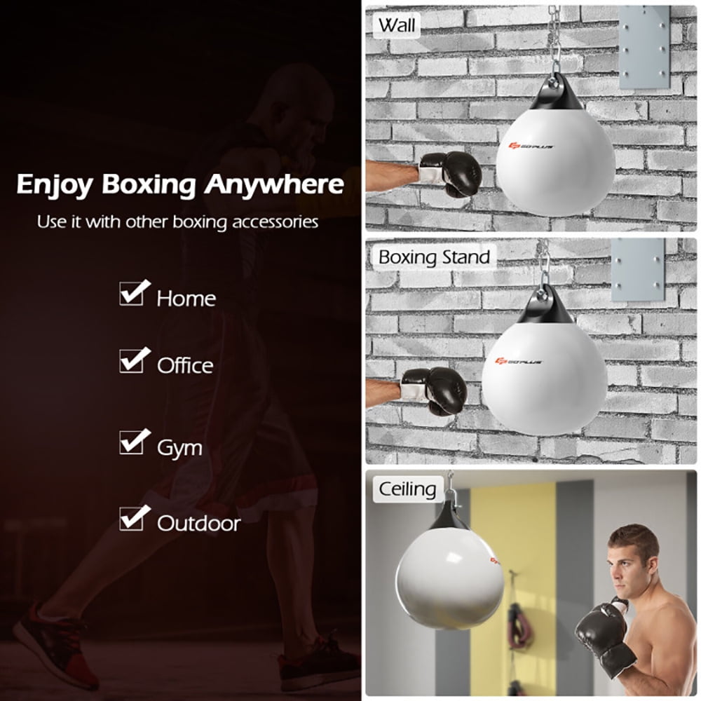 Topcobe 18 Inch 110 Pound Heavy Punching Water Aqua Bag with Adjustable Metal Chain, Boxing Equipment, Aqua Training Bag, Stress Relief & Fitness, White