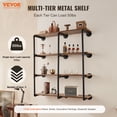 thumbnail image 2 of VEVOR Industrial Pipe Shelf 4 Tier 3PCS 11.8in W Wall-Mount Planks NOT Included, 2 of 9