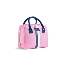 Fit & Fresh Bloomington Lunch Bag Kit for Women – Pink with Blue and White Stripes – Insulated Tote with 2 BPA-Free Food Containers – Stylish & Durable for Work, Office, Travel or Picnic
