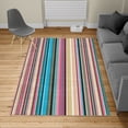 thumbnail image 2 of Abstract Turkish Area Rug, Barcode Lines Like Stripes Vertical Pattern Funky Modern Tile Illustration, Soft Carpet for Living Room Decor with Distressed Look, 2.6' x 5', Pale Camel, by Ambesonne, 2 of 4