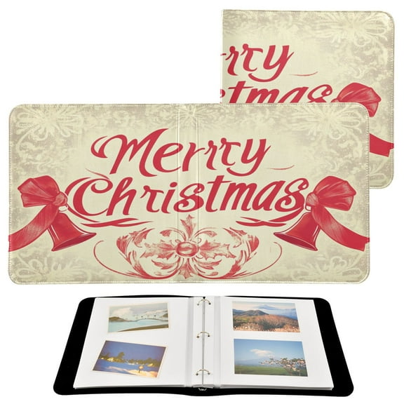 BZSMCE Photo Album Book Scrapbooking Elegant Christmas Bell and Bowknot Pattern Printed Picture Album