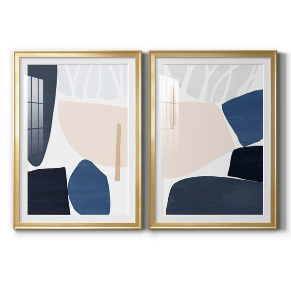 Wexford Home Denim and Sand I Premium Framed Print, 30.5" x 42.5" - Ready to Hang, Gold (Set of 2)