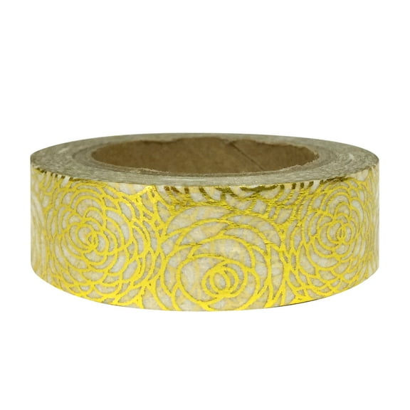Wrapables® Colorful Washi Masking Tape, Metallic Gold Peonies