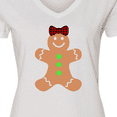 thumbnail image 4 of Inktastic Cute Gingerbread Girl with Red Plaid Bow Women's V-Neck T-Shirt, 4 of 5