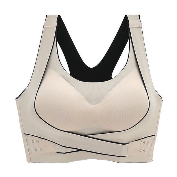 Sujetador deportivo ajustable sin aros de acero para mujer, ropa interior fina de talla grande sin costuras con hebilla delantera y parte trasera hermosa