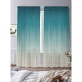 thumbnail image 3 of Teal Blue Ombre Sheer Curtains 96 Inch Length 2 Panels Set Window Treatments, Contemporary Gradient Abstract Art Rod Pocket Semi Curtains for Living Room/Bedroom/Kitchen Décor, 104"W x 96"L, 3 of 7