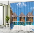 thumbnail image 4 of Ambesonne Travel Shower Curtain, Wooden Pier Huts Tropical, 69"Wx75"L, Azure Blue and Caramel, 4 of 4