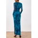 thumbnail image 2 of Vestido PRETTYGARDEN ajustado maxi de manga larga con estampado floral M, 2 of 8