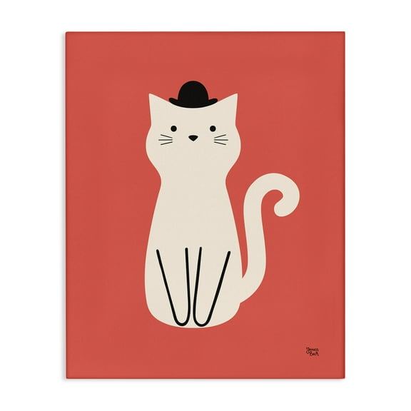 Stupell Industries Cat with Top Hat Animals Painting Wrapped Canvas Art Print Wall Art, 16 x 20