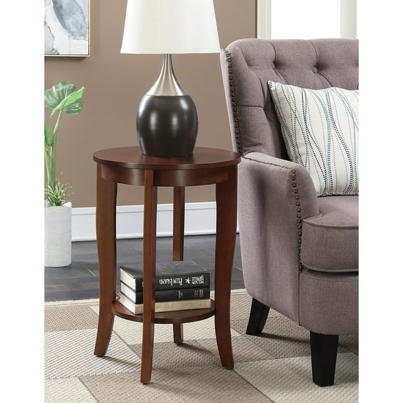 Round End Table - Modern Accent Table with Storage Shelf - Living Room Coffee Table