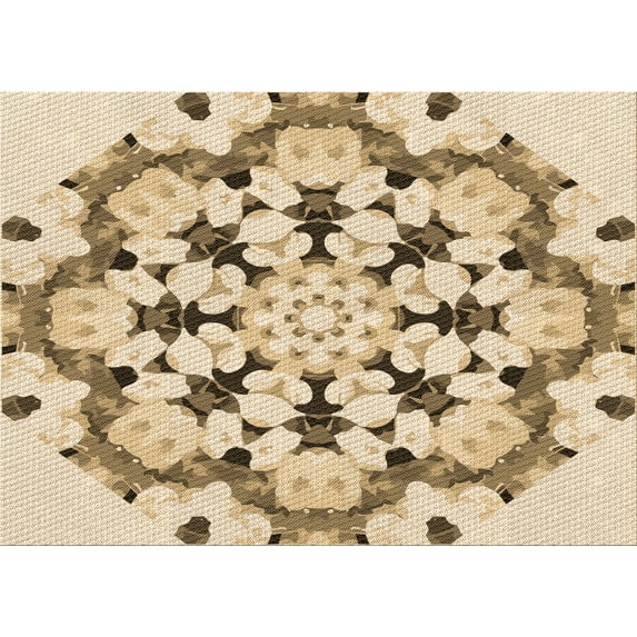 Ahgly Company Indoor Rectangle Patterned Khaki Gold Area Rugs, 8' x 12'