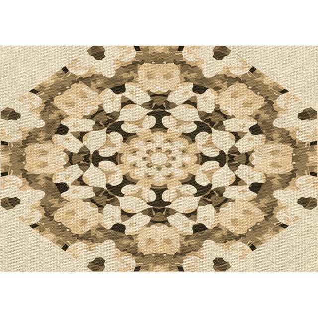 Ahgly Company Tapis d'Intérieur Lavables en Machine, Rectangle Transitionnel Kaki Doré, 8' x 10'