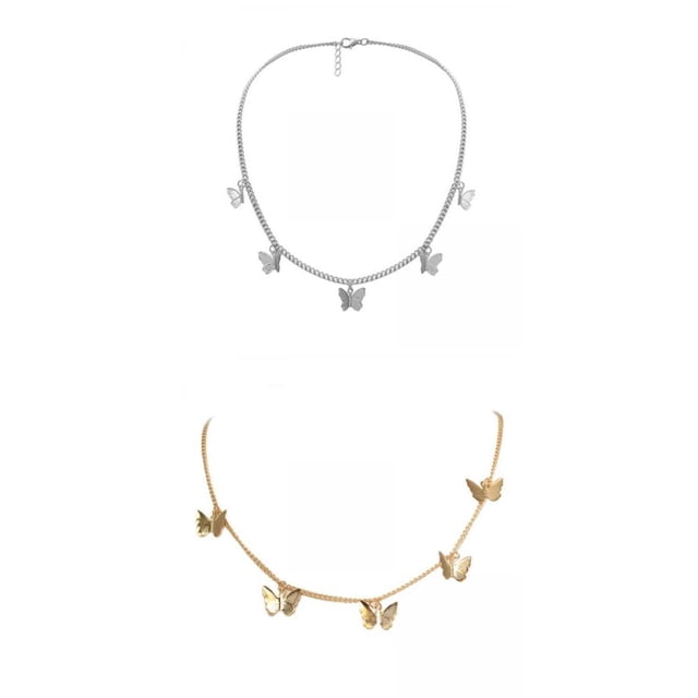 2x clavícula collares mujeres cadenas mariposa collar belleza gargantilla regalos