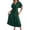 Green, variant on Women's Pleated Flutter Sleeve Belted Dress Midi Length Surplice Neckline Casual Minimalist Style 100% Acrylic Fabric
