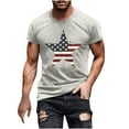thumbnail image 2 of Mens Shirts Clearance under $5.00 Independence Day the United States Flag Print Short Sleeve Round Neck Pullover T-Shirt Gray XXXL, 2 of 5