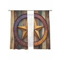 thumbnail image 2 of Sheer Curtain Panels Texas Stars Country Rod Pocket Voile Window Curtains Vintage Wood Grain Window Treatments Ligh Filtering Privacy Curtain Drapes for Bedroom Living Room 2 Panel Set 72 Inch, 2 of 9