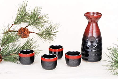 02 FANCY PUMPKIN Japanese Ceramic Sake Bottle Cups Sets Sake Flask for Sushi Bar 