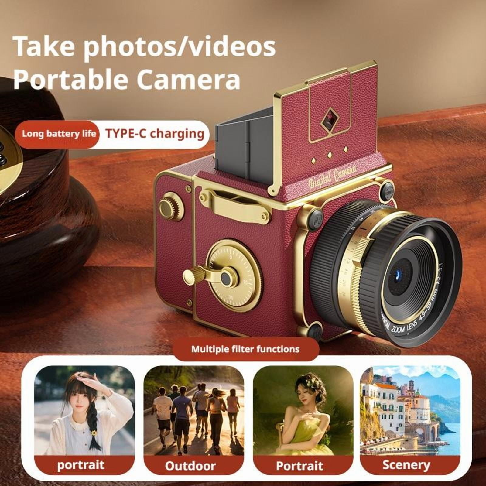 4K Mini Retro Digital Camera, Dual-Lens Simulation CCD Camera With