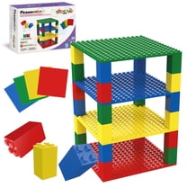 PicassoTiles 28PCS Building Blocks Classic Brick Base Plate, Multi-Color, Compatible with Major Brands, STEM Educational Construction Toy for Kids