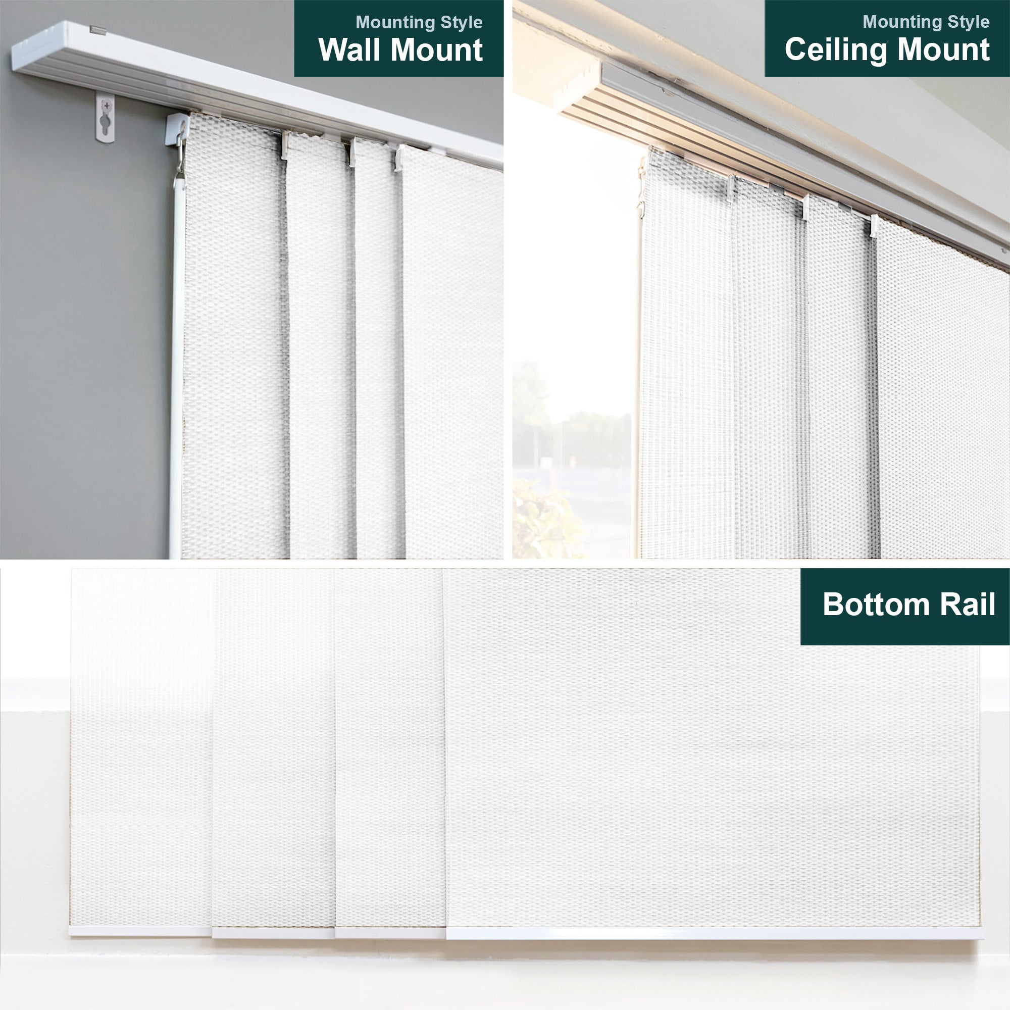 CHICOLOGY QUAD RAIL SLIDING PANEL Woven White (Natural Woven) W:46-86 x H:Up-to 96 inches