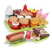 Bruce&Shark 30 Pcs Play Food Pretend Toys Kitchen Set Pretend Food Children Toy Set with Toy Food, Hamburger, Pizza and Fast Food For Kids Toddlers