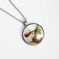 thumbnail image 4 of Coconut Tree Elegant Circular Glass Pendant Necklace, 4 of 5