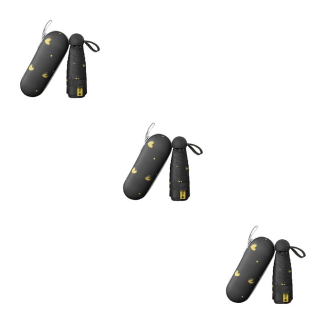 Inteprter Materiales portátiles del paraguas del sol y bloqueo eficiente para unisex cómodo para la protección solar amor negro 6 Type1 NO1