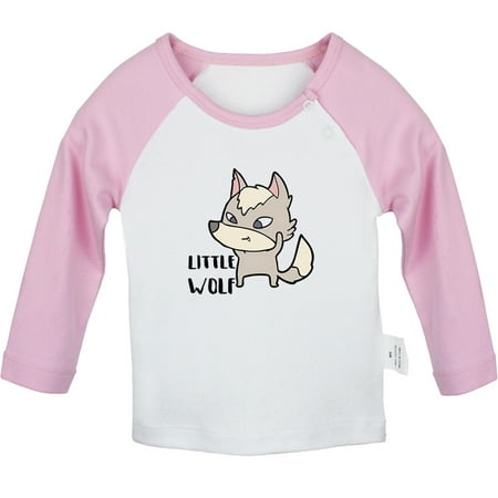 

iDzn Little Wolf Funny T shirt For Baby Newborn Babies T-shirts Infant Tops 0-24M Kids Graphic Tees Clothing (Long Pink Raglan T-shirt 6-12 Months)