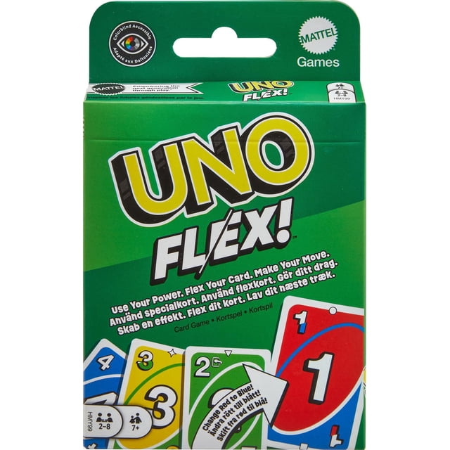 UNO Flex Card Game for Family Game Night, 2 to 8 Players, Fun for Adults and Kids