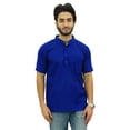 thumbnail image 1 of Atasi Kurta Court pour Homme à Col Mandarin en Coton Slub Chemise Bleu Royal - Grand, 1 of 7