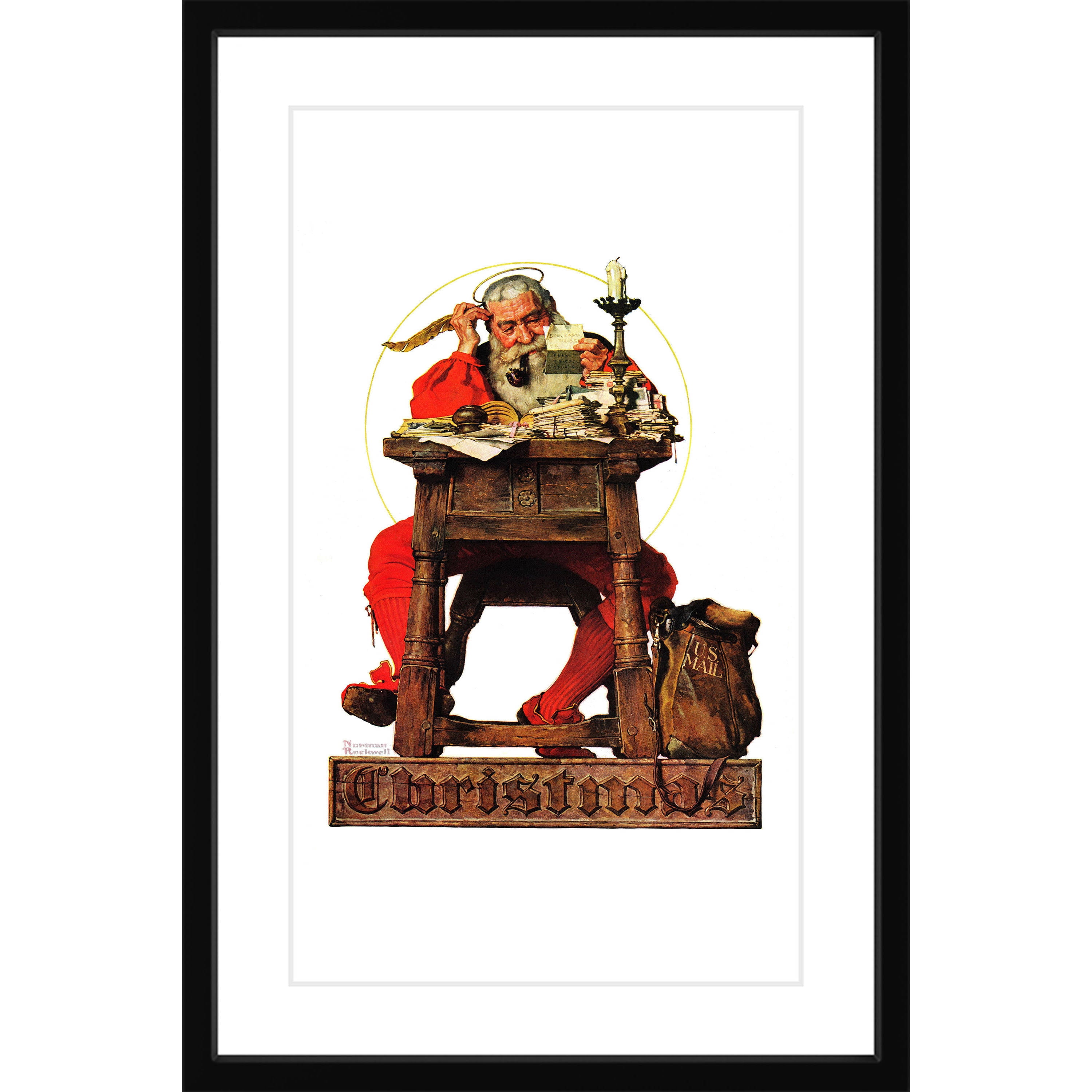 Marmont Hill "Santa at His Desk" by Norman Rockwell Framed Art Print