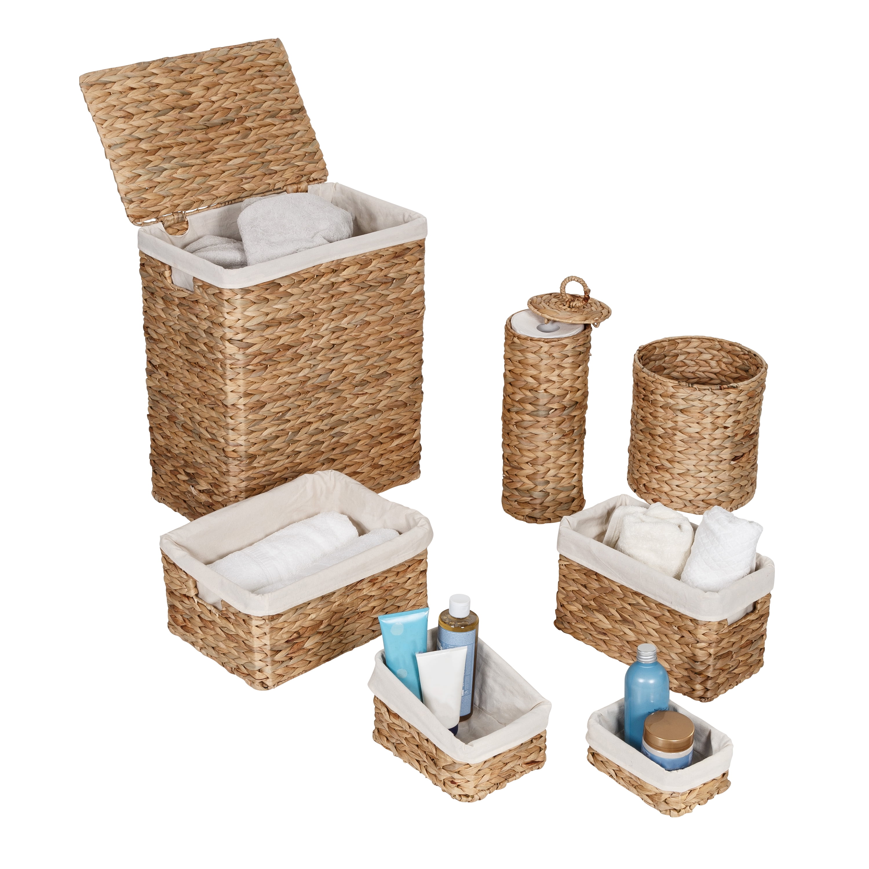 Farmlyn Creek 2 Pack Decorative Water Hyacinth Storage Baskets With 3  Compartments For Bathroom, Laundry Room, Nursery : Target