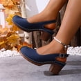 thumbnail image 5 of DIVVce Suede Slingback Block Heels For Women Closed Toe Adjustable Buckle Comfort Casual Footwear, 5 of 8