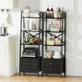 thumbnail image 4 of 4-Tier Ladder Shelf,Small Bookshelf with 2 Drawers,Vertical Bookcase Storage Rack Organizer,Display Bookshelves for Living Room,Bedroom,Bathroom,Home Office,Kitchen,Rustic Brown,Black Oak, 4 of 8