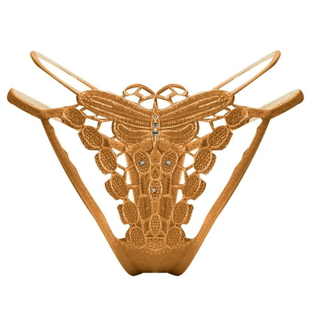 Vblhal Deals of the Week ClearanceStrappy Lingerie for Women Butterfly Embroidery G-String Lace Thongs Hollowout Naughty Sex Play Panties Exotic Thong