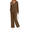 thumbnail image 3 of Fantaslook Two Piece Sets for Women Fall Outfits Long Sleeve Tops Wide Leg Pants Lounge Matching Sets Vacation Travel Outfits, 3 of 8