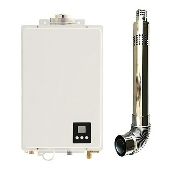 Tankless Water Heater 6.4 GPM Natural Gas LCD Control Panel Direct Vent Exhaust Whole Home Heating ,Easy to Install