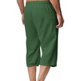 thumbnail image 4 of Pantalones de Lino Casual Suelto Cortado, Color Sólido Cordón Mezcla de Algodón para el Uso Diario, 4 of 8