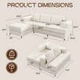 thumbnail image 2 of 106" Cloud Modular Sectional Sofa with Left-Facing Chaise Lounge, No Assembly L-Shaped Couch, Iron Frame, Fluffy Corduroy Upholstery for Living Room, Bedroom, Office, White, 2 of 5