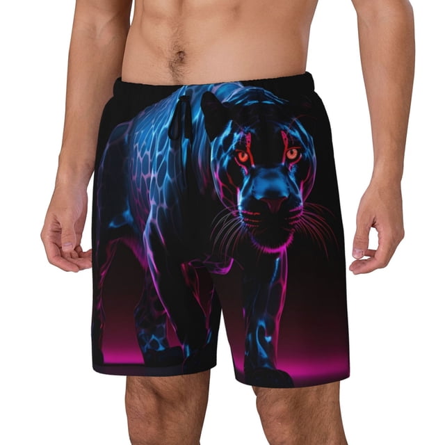 Fotbe Futuristic Purple Panther Traje de Baño para Hombre – Shorts de Natación de Secado Rápido con Forro y Bolsillos-X-Large