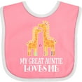thumbnail image 3 of Inktastic Great Auntie Loves Me Giraffe Girls Baby Bib, 3 of 4