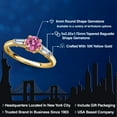 thumbnail image 2 of Gem Stone King 10K Yellow Gold Pink Moissanite and Lab Grown Diamond Engagement Ring for Women | 1.10 Cttw | Round 6MM | Gemstone Birthstone | Size 9, 2 of 6