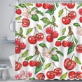 thumbnail image 2 of Cherry Shower Curtain Summer Fruit Shower Curtain with 12 Hooks Cute Aesthetic Pink Floral Green Leaf Fruit Cherry Bathroom Decor Waterproof Fabric Shower Curtain, 72×72 Inch, 2 of 6