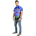 thumbnail image 4 of HAPPY BAY Men's Hawaiian Shirt Vacation Casual Short Sleeve Button Down Beach Shirts for Men Summer 5XL Blue Flamingo, Blue, 4 of 6