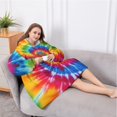 thumbnail image 5 of Oversized Wearable Blanket Hoodie,Colorful Rainbow Tie Dye Spiral Pattern Sherpa Blanket Hoodie with Super Pockets,Super Warm Fuzzy Pullover for Women & Men, 5 of 6