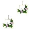 thumbnail image 1 of Ounissouiy Decoración de boda con flores artificiales para interiores o exteriores: fácil de limpiar, bajo mantenimiento, elegante, duradero, Rosa rosada cuadrado 2piezas, 1 of 6