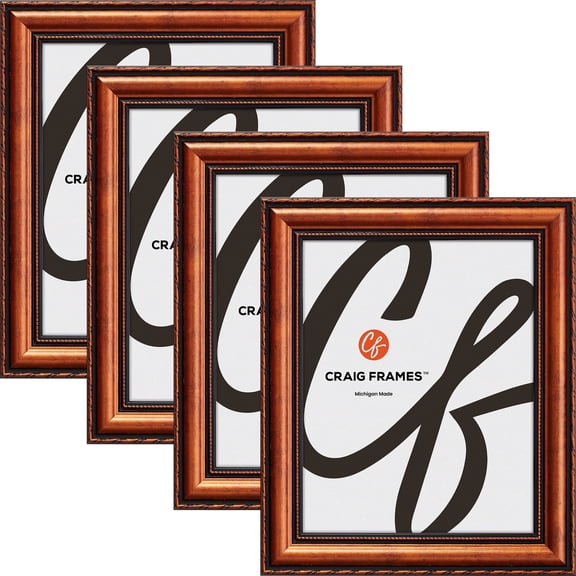 Craig Frames Victoria, 7x8 inch Picture Frame, Ornate Copper, Set of 4